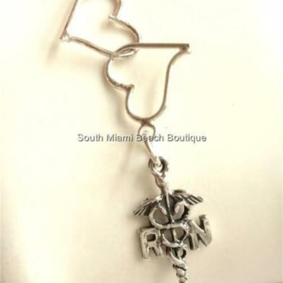 Sterling Silver Nursing RN Caduceus Necklace Heart Medical Graduation Gift 18" - Picture 8 of 9